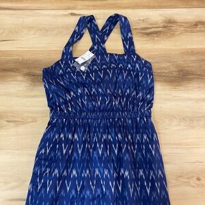 J.Crew Women's Dress Size 0 Blue Ikat Print Maxi Sundress Strappy NWT